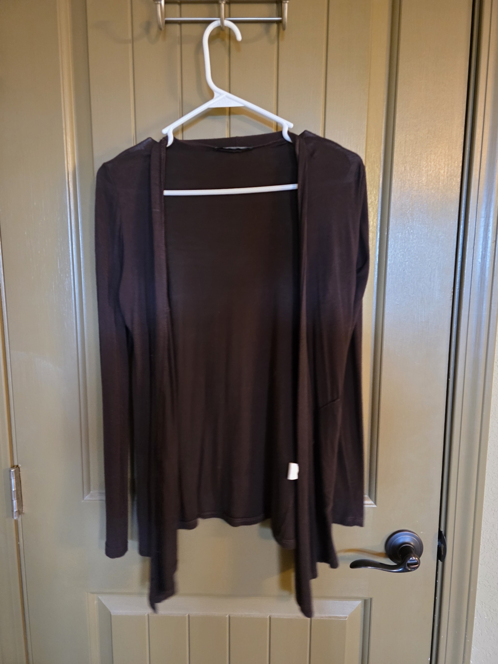 Women's Open-Front Brown Hooded Cardigan Sweater